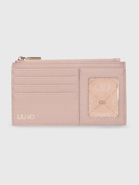 Beige card holder with logo  - 1