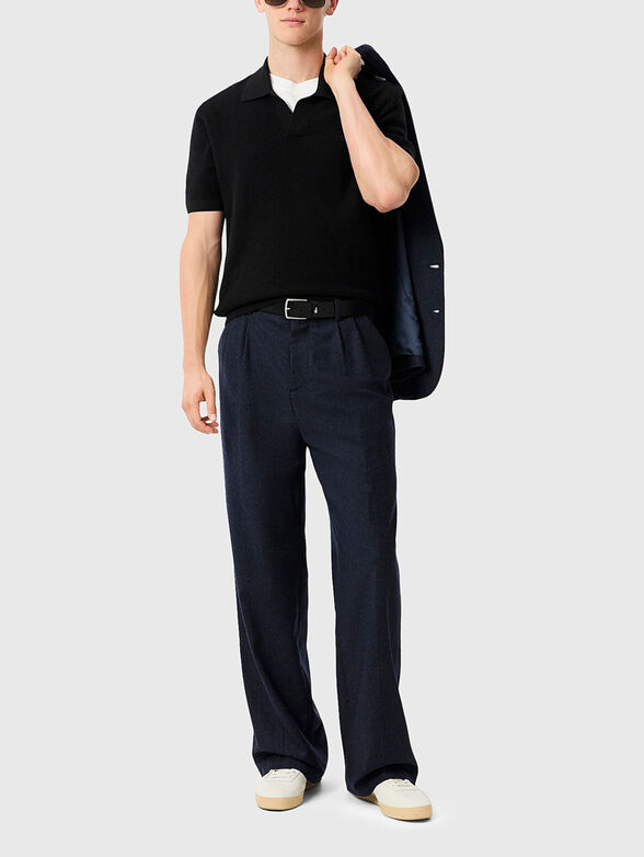 Knitted cotton blend polo shirt - 2