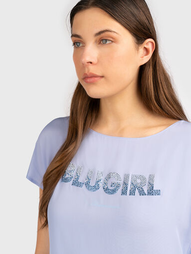 T-shirt with rhinestone logo  - 5