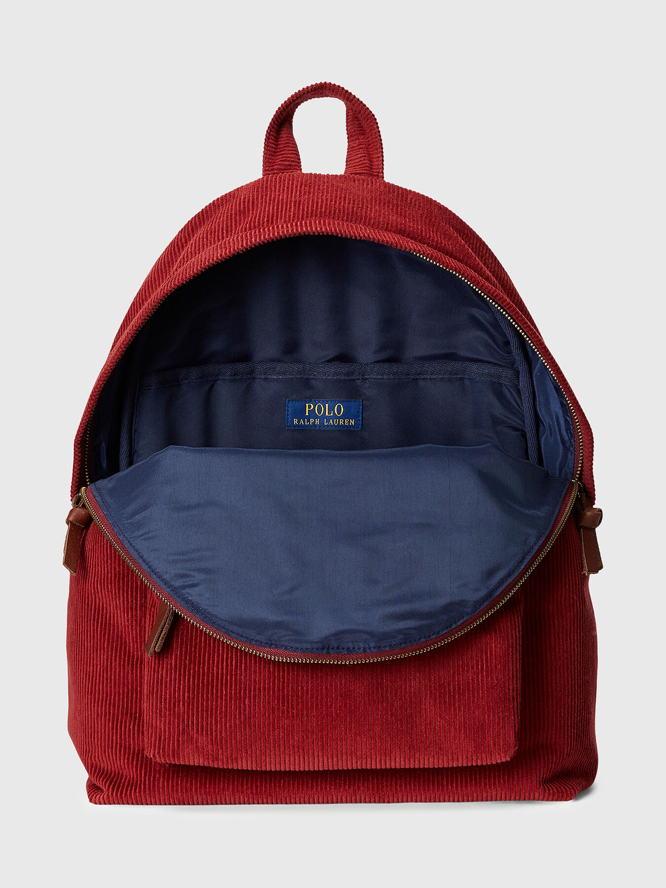 Backpack in red colour with velvet texture brand POLO RALPH LAUREN Globalbrandsstore en
