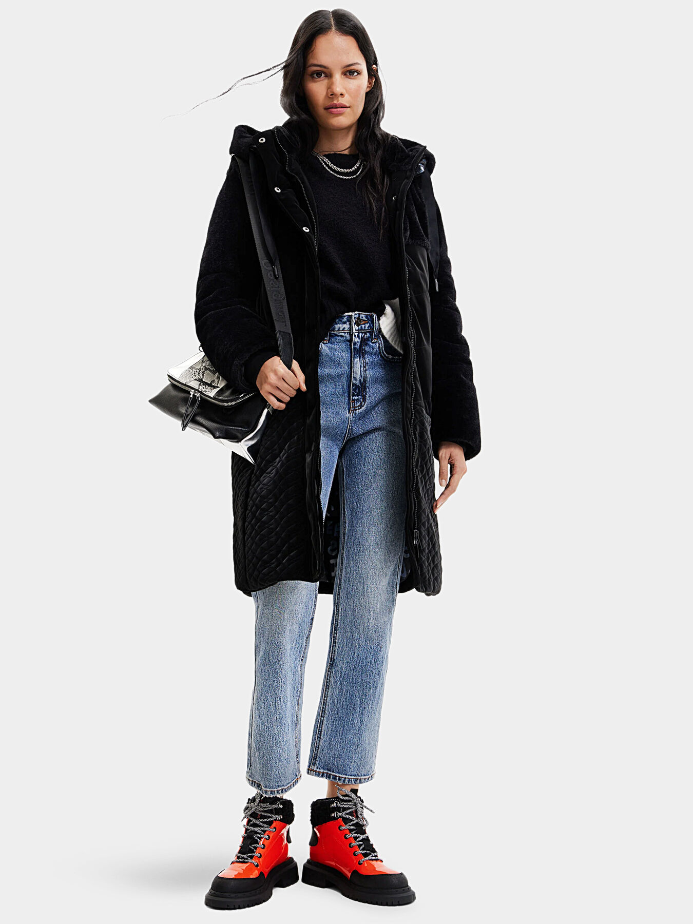 SUNDSVALL long padded jacket with belt brand DESIGUAL