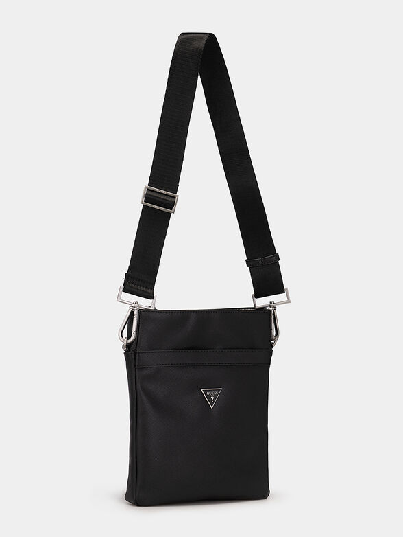 Black crossbody bag with metal logo detail - 2