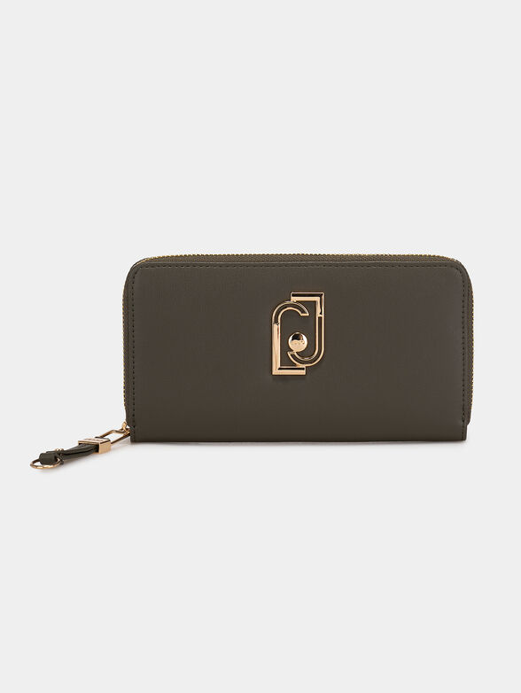 Beige purse with golden logo detail - 1