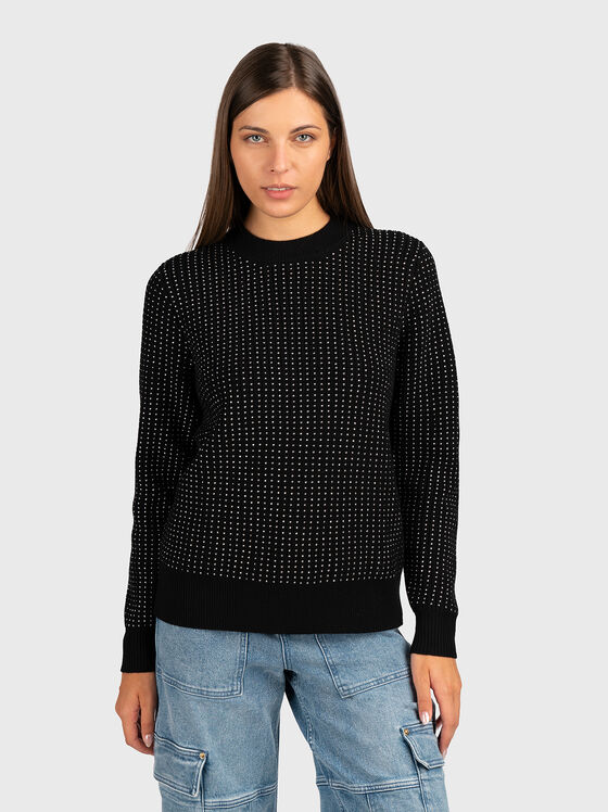 Sweater with appliqué rhinestones - 1