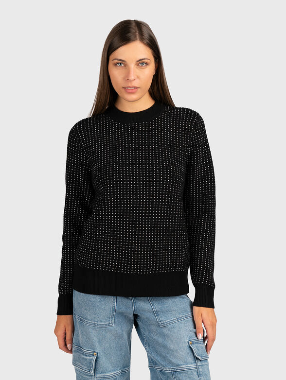 Sweater with appliqué rhinestones - 1