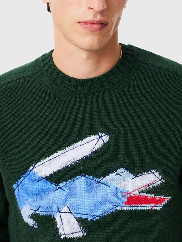 Sweater with oval neckline and logo accent - 4