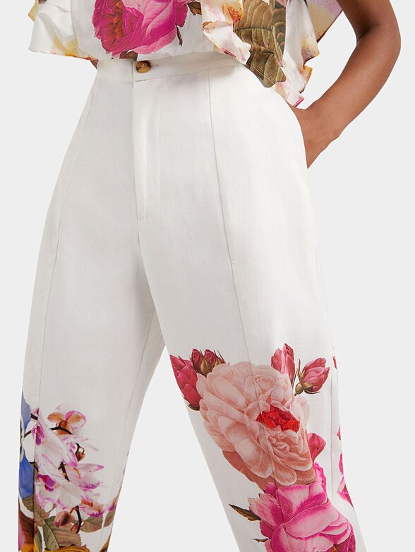 White trousers with floral print - 6