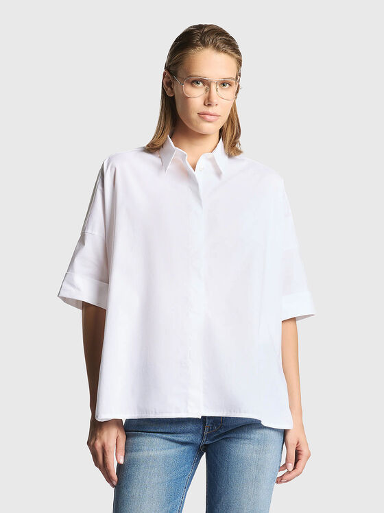 Shirt made of cotton poplin with embroidered logo - 1