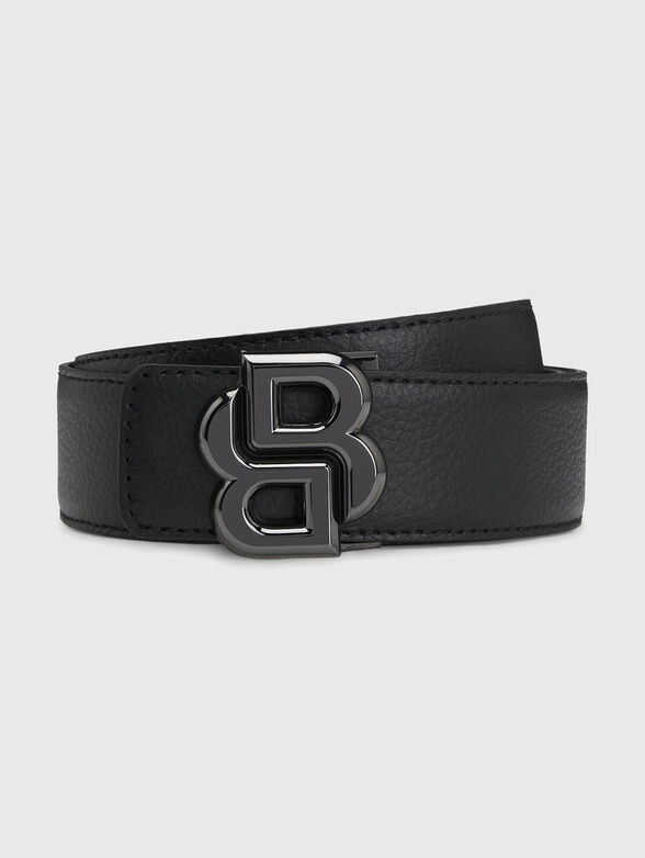 Leather belt with logo buckle - 1
