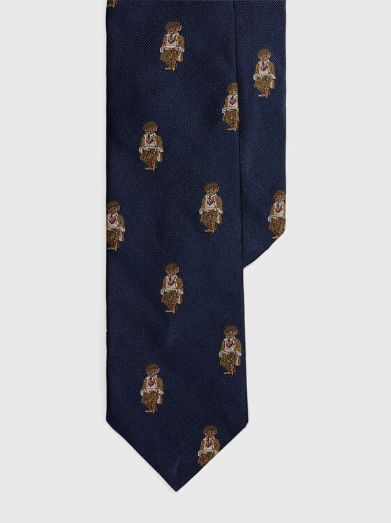 Silk tie with accent embroidery - 1