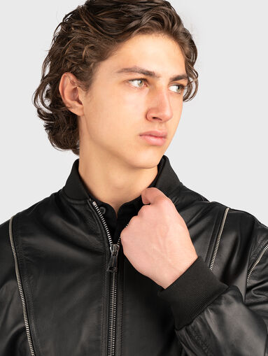 Leather jacket with accent zips - 4
