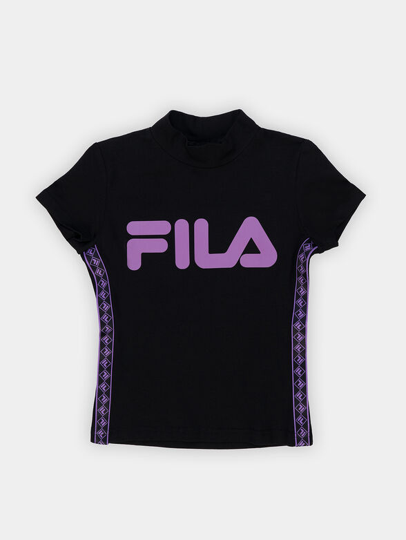 STELLA Black t-shirt with purple logo details - 1