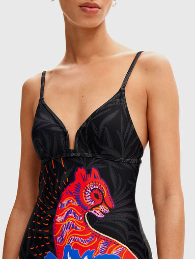 One-piece swimsuit with contrast print - 4