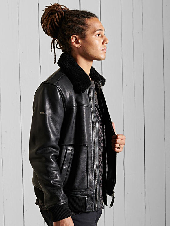 Leather bomber jacket - 3
