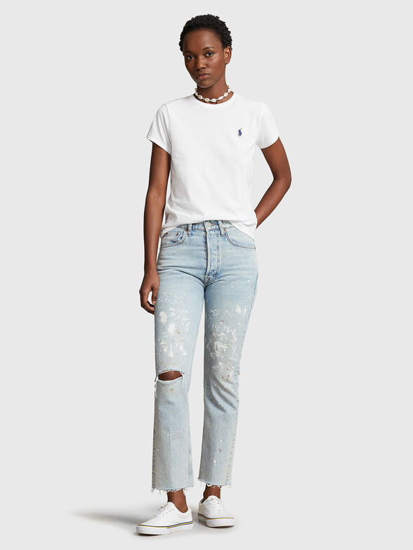 White cotton Т-shirt with logo embroidery - 2