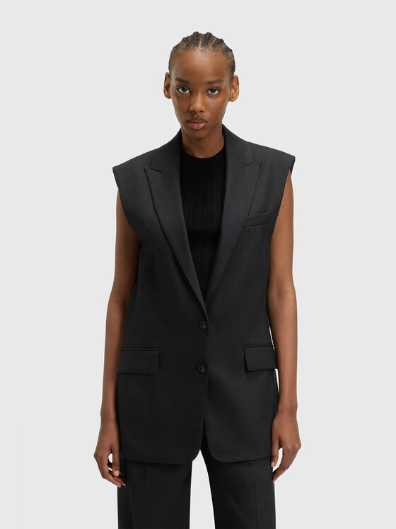 Оувърсайз елек от ленен бленд - 1