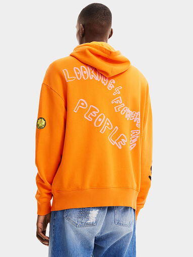Orange hooded sweatshirt with pockets - 3