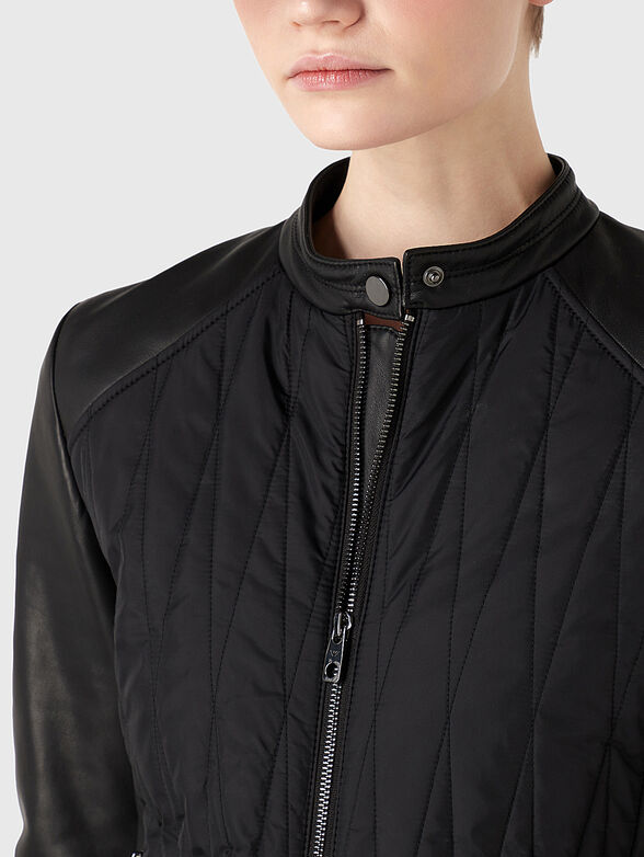 Biker jacket with leather details - 2