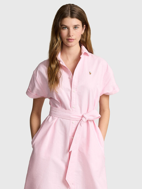 Pink short sleeve Oxford dress - 2