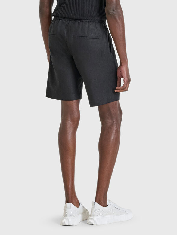 NEIL black linen blend shorts  - 2