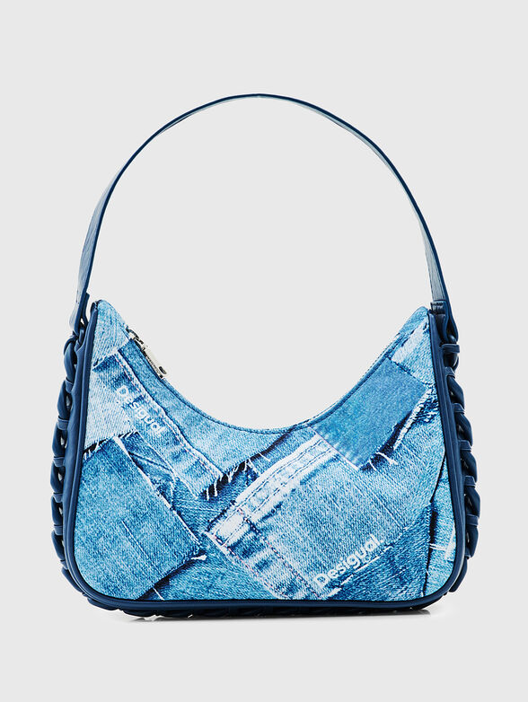 Bag with denim prind and long strap - 1