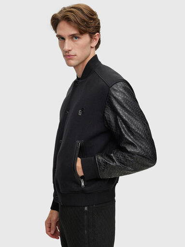 Bomber jacket with leather sleeves - 5