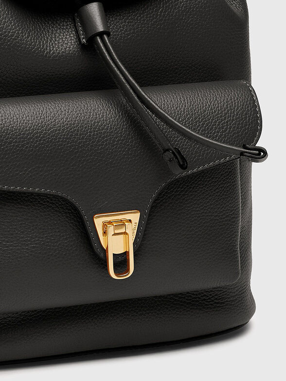 Leather backpack with metal accent - 5