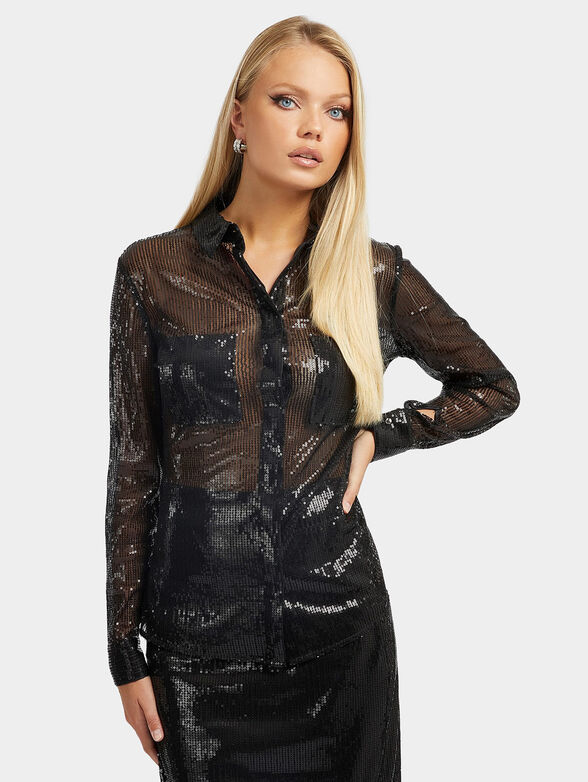 MAYA black shirt with sequins - 1