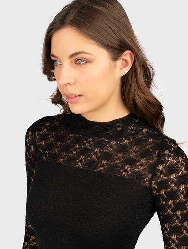 Blouse with translucent long sleeves - 4