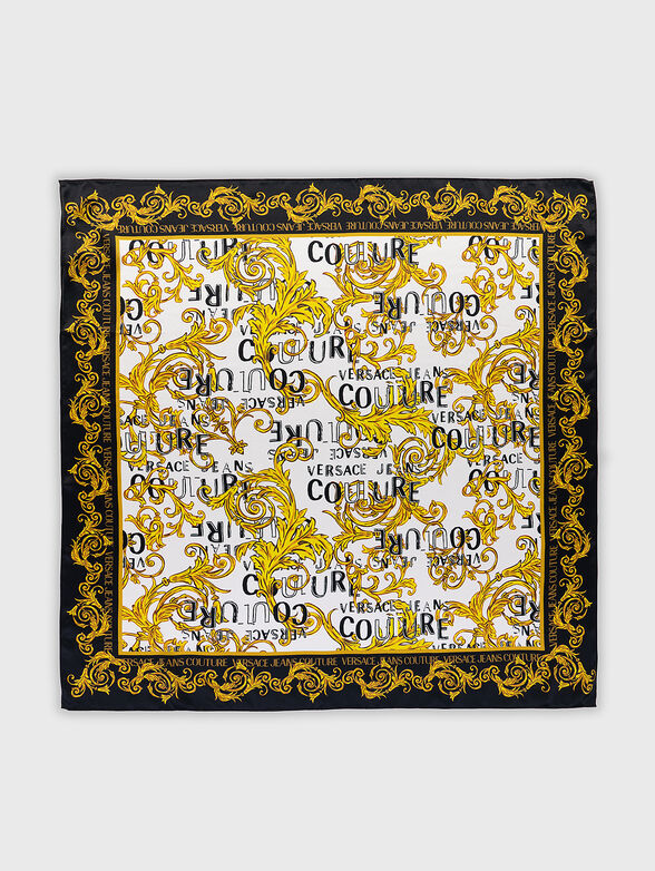 Square scarf with gold logo details - 2
