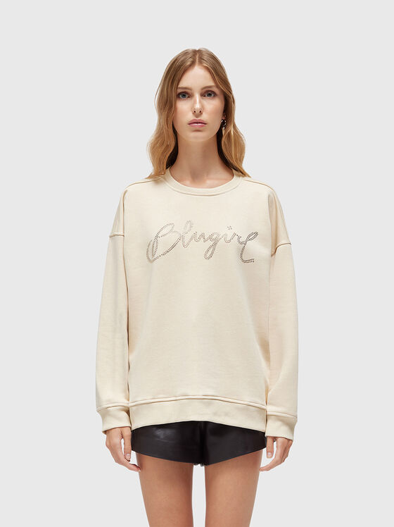 Суитшърт с лого от апликирани кристали - 1