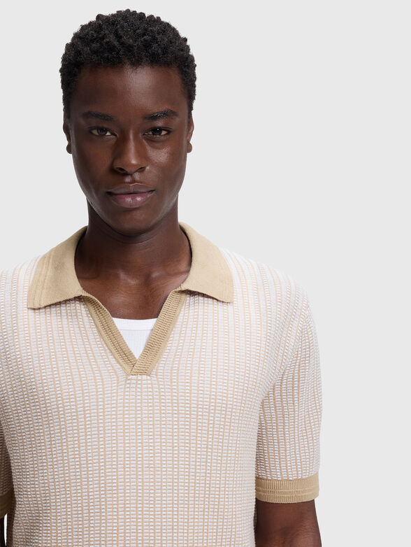 Short-sleeved cotton and linen sweater - 4