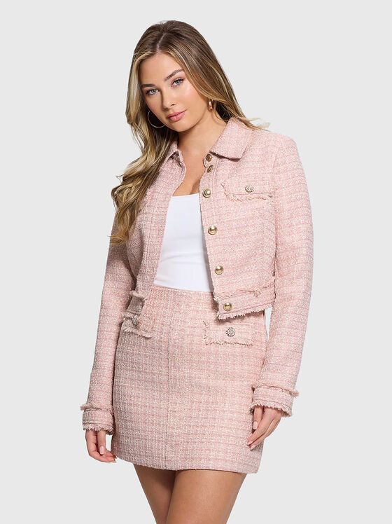 Розово сако със скъсена кройка от букле - 1