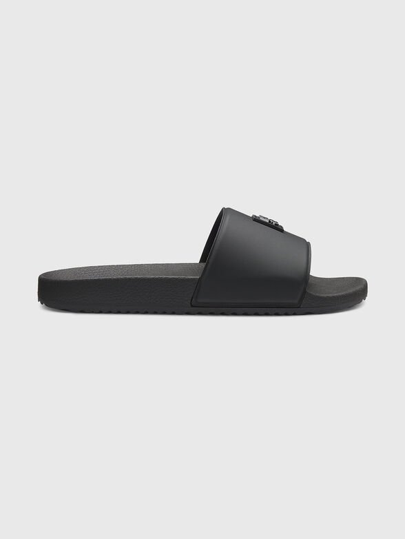 Black beach flip-flops with logo detail - 1