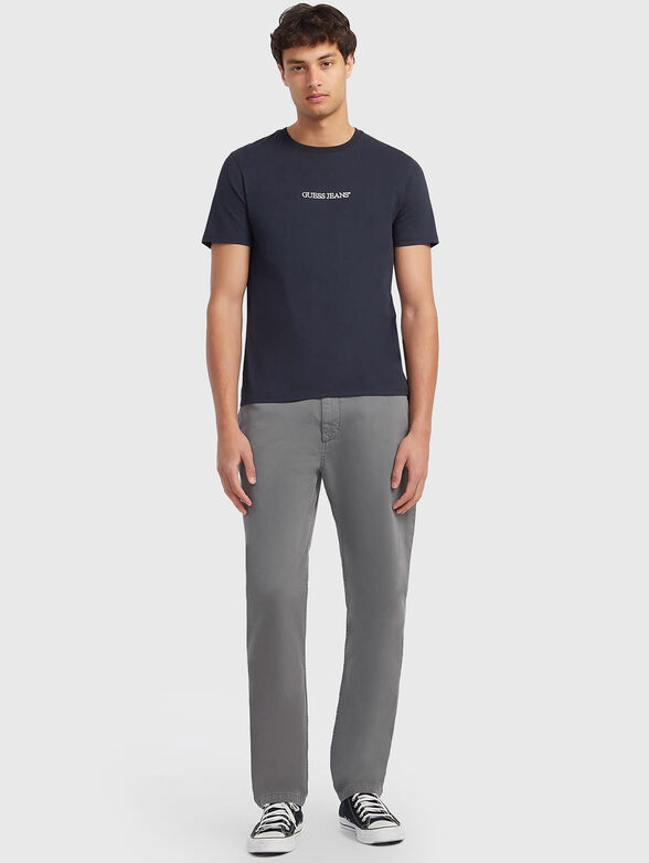 Navy blue T-shirt with logo inscription - 2