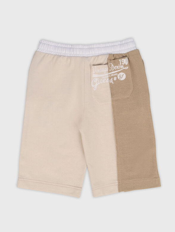 Cotton shorts with color-block effect - 2