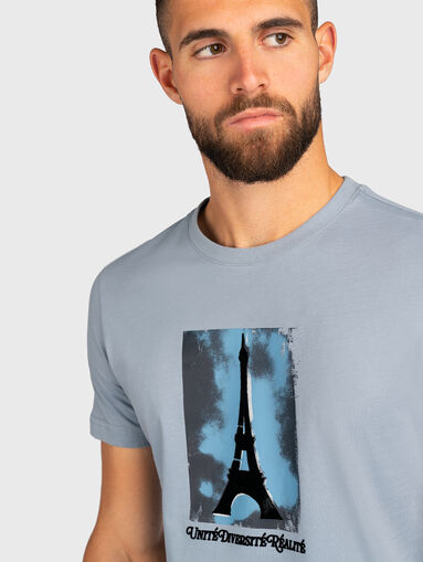 Blue T-shirt with print - 5