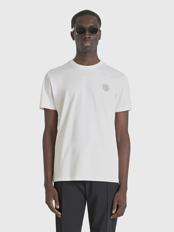 Памучна тениска с овално деколте  - 1