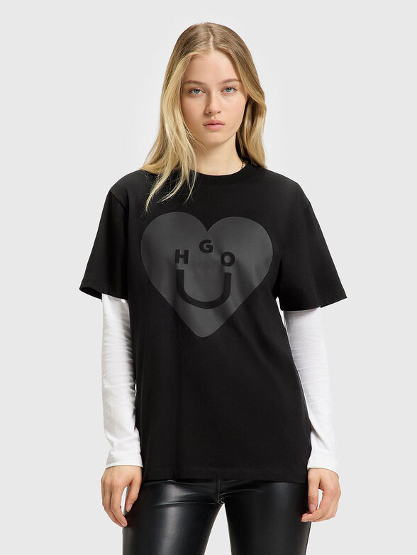 Black T-shirt with logo print - 1