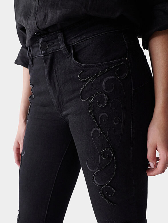 DESTINY black skinny jeans with embroidery - 3