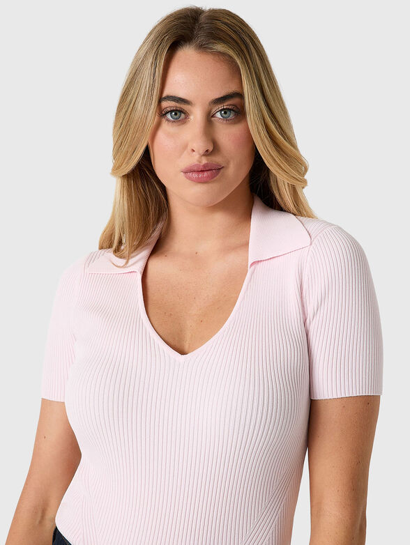 Short sleeved blouse with a collar - 4