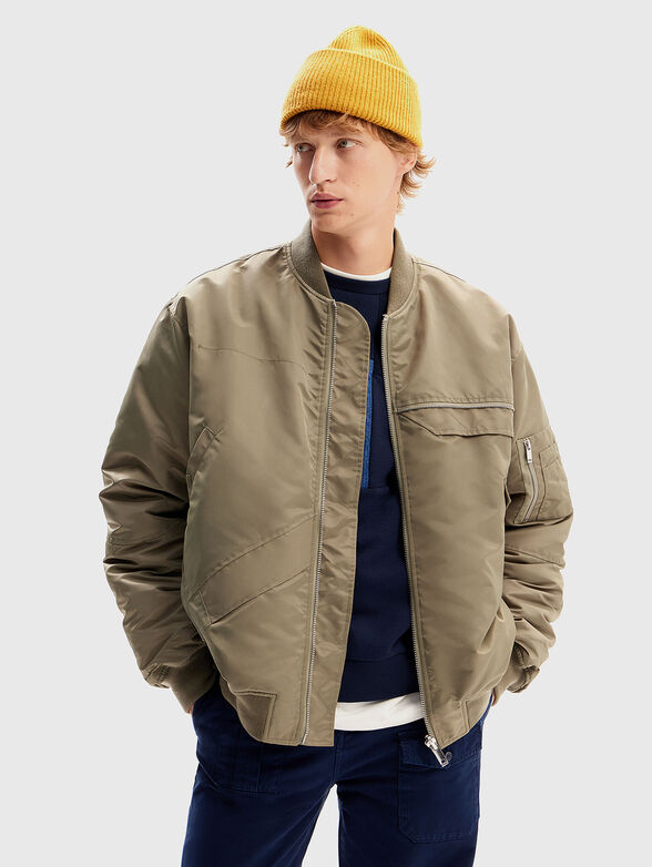 Bomber jacket in green color - 1