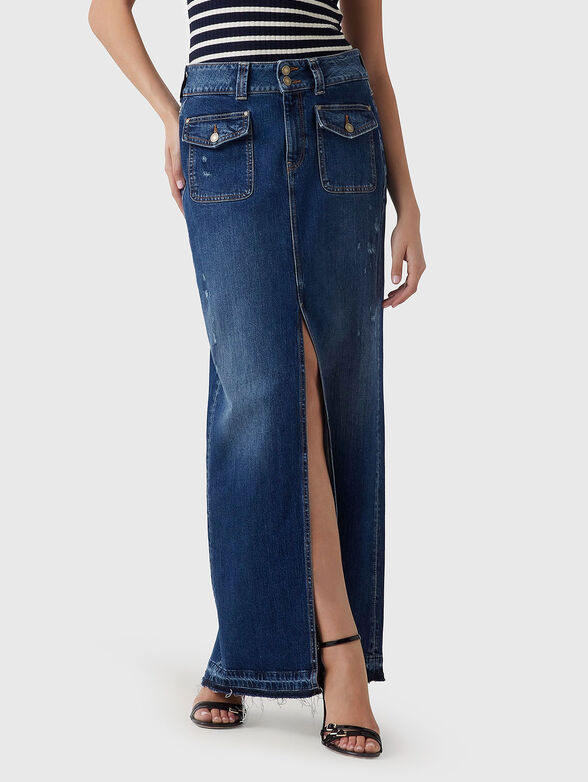 SKYLA maxi denim skirt with slit - 1