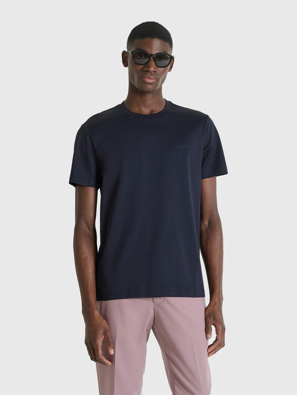 Cotton T-shirt with oval neckline - 1