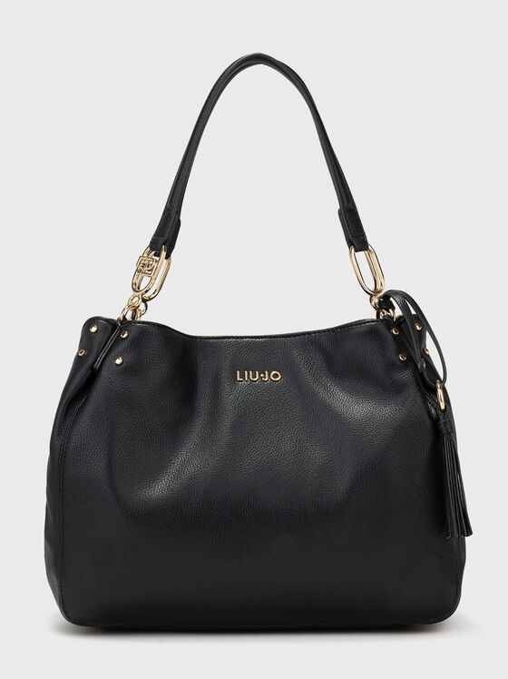 Черна чанта с лого детайл - 1