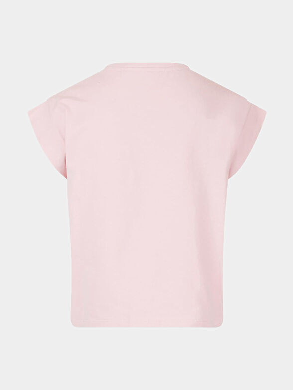 Pink T-shirt with logo print and crystals - 2