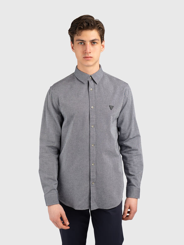 Cotton shirt with a herringbone pattern - 1