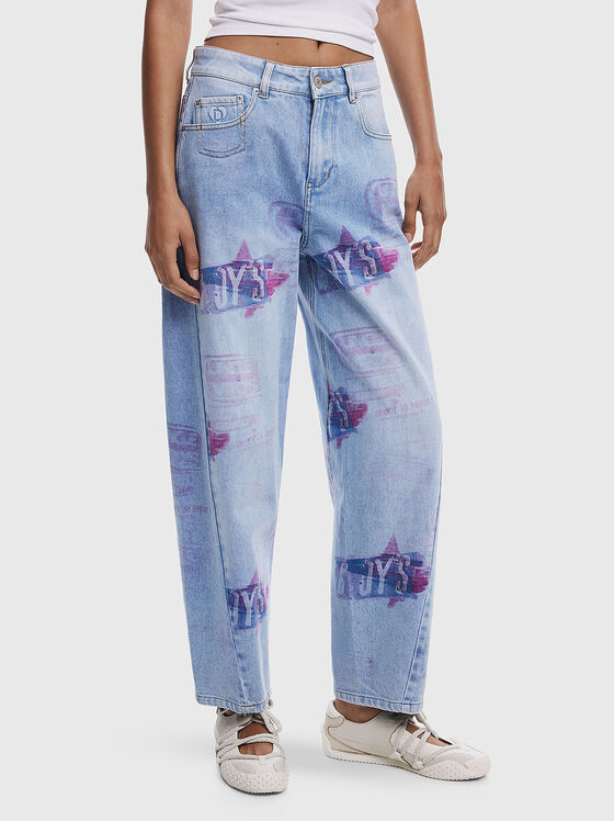 Дънки с акцентен принт - 1