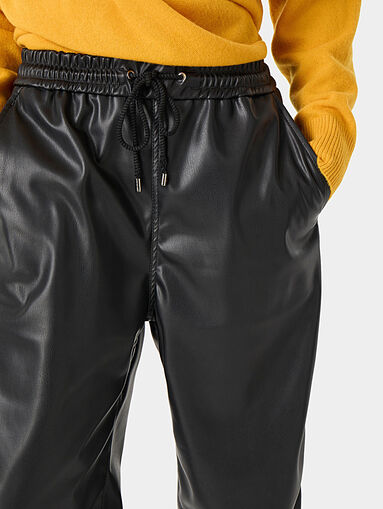 Eco-leather drawstring trousers - 4