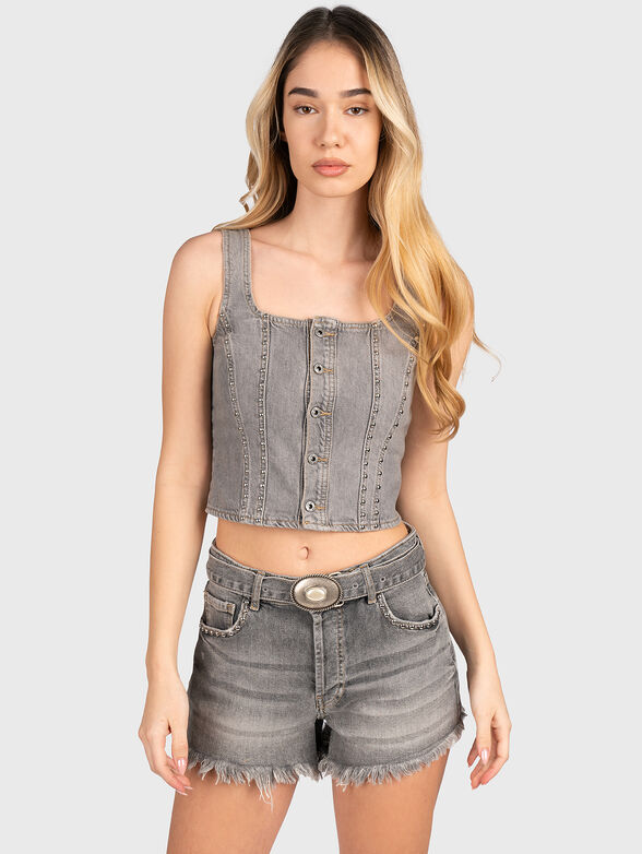 Denim top with washed effect - 1